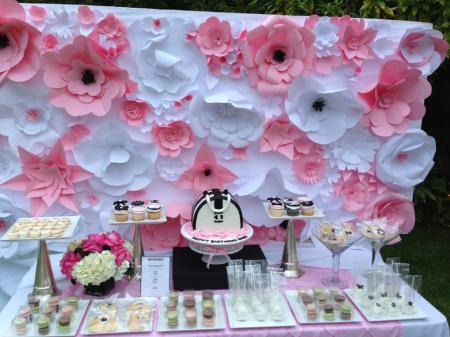 Chanel themed birthday party dessert table